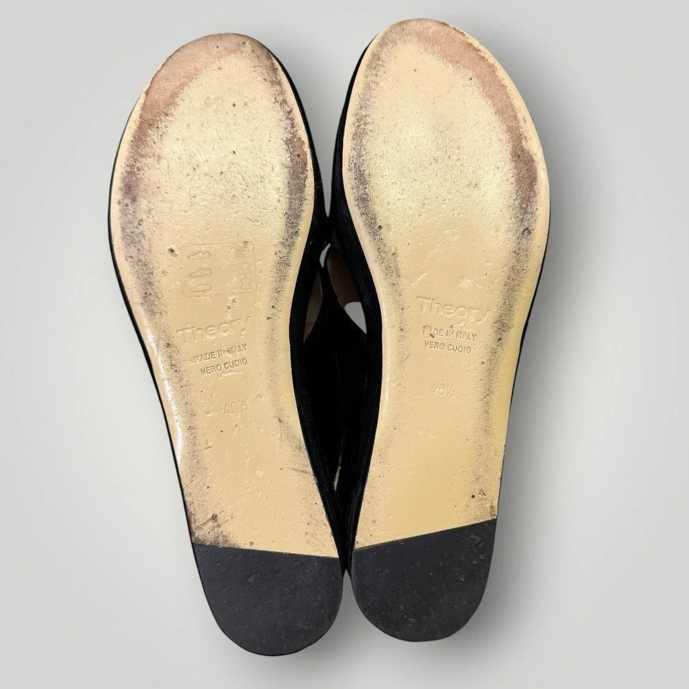 Theory Black Velvet Platform Wedge Slingback Sandals Made in‎ Italy Size 40.5